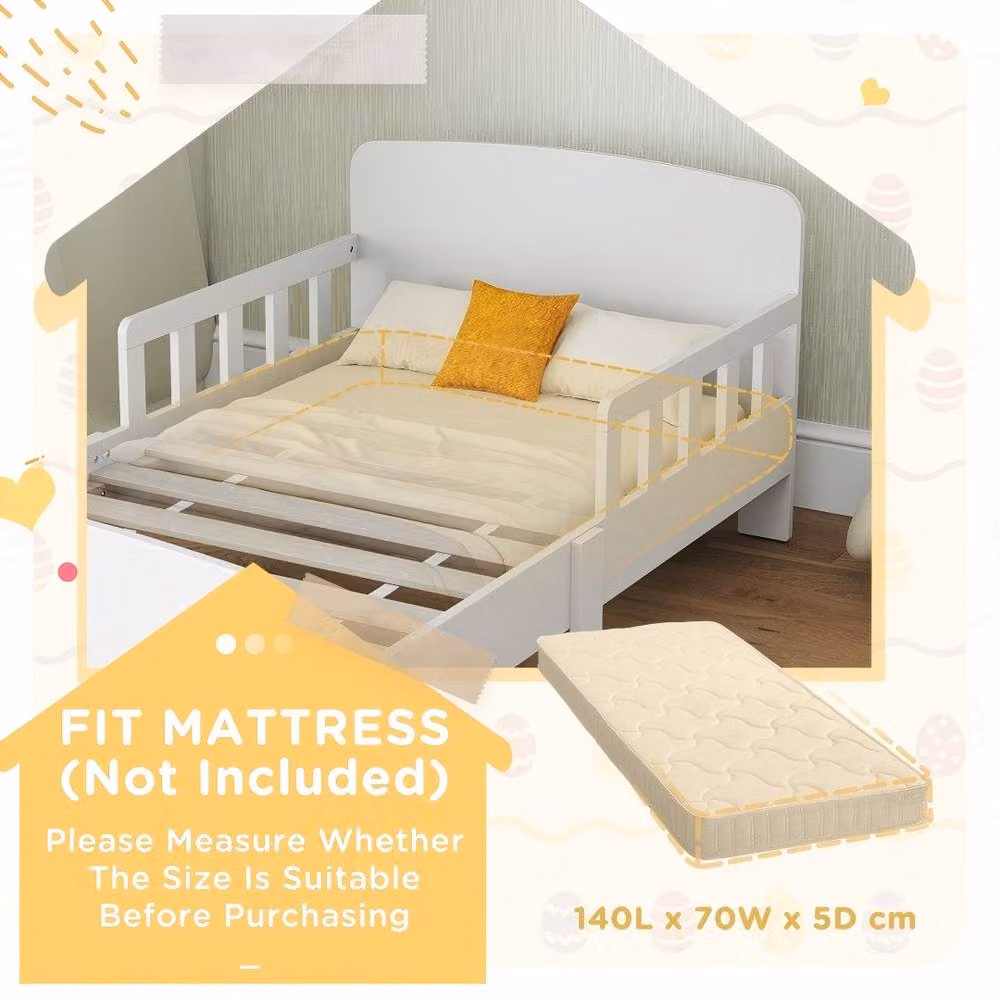 STILVORA Children's Small Single Bed with Side Rails in White – 2