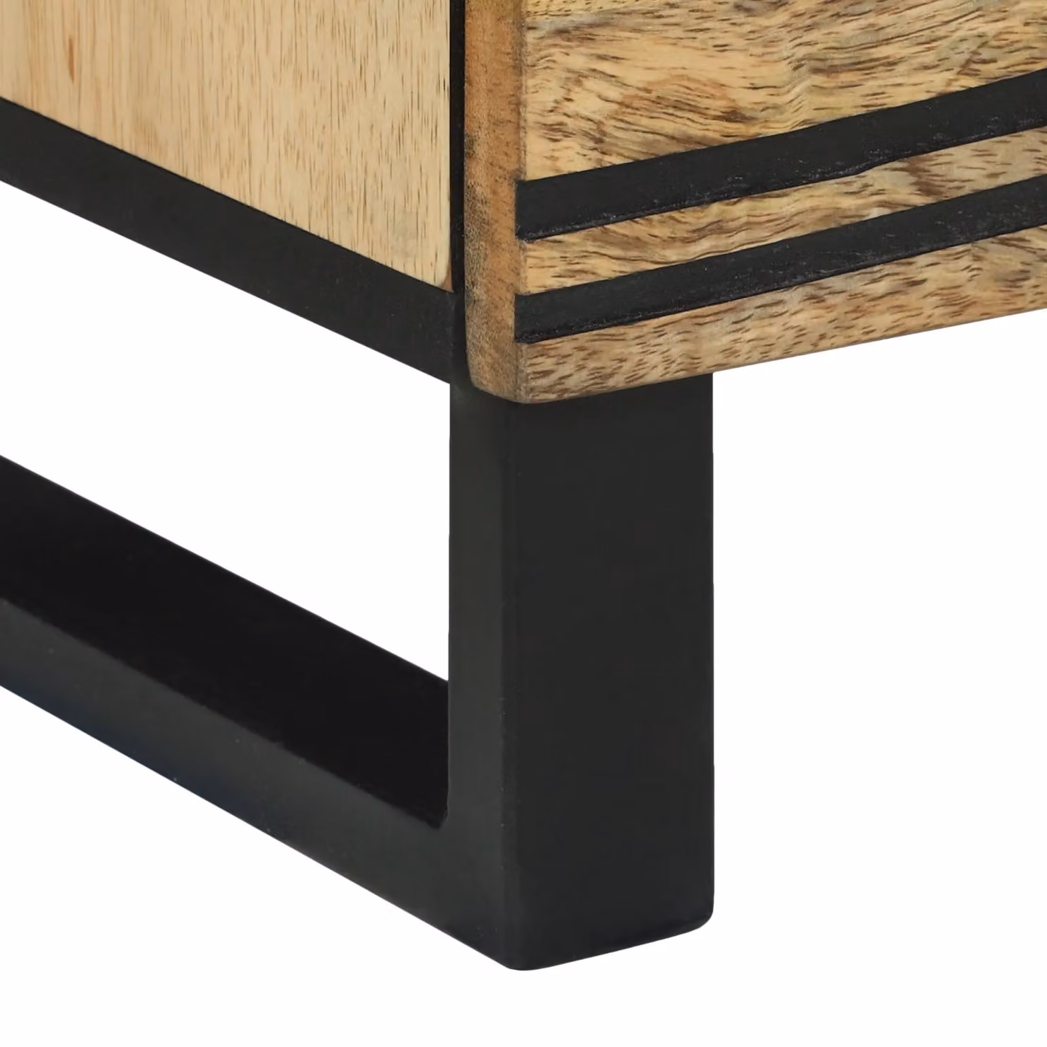 Berkfield Home Bedside Cabinet in Beige, Solid Mango Wood and Engineered Wood, W/D/H: 40 x 33.5 x 46 cm – 8