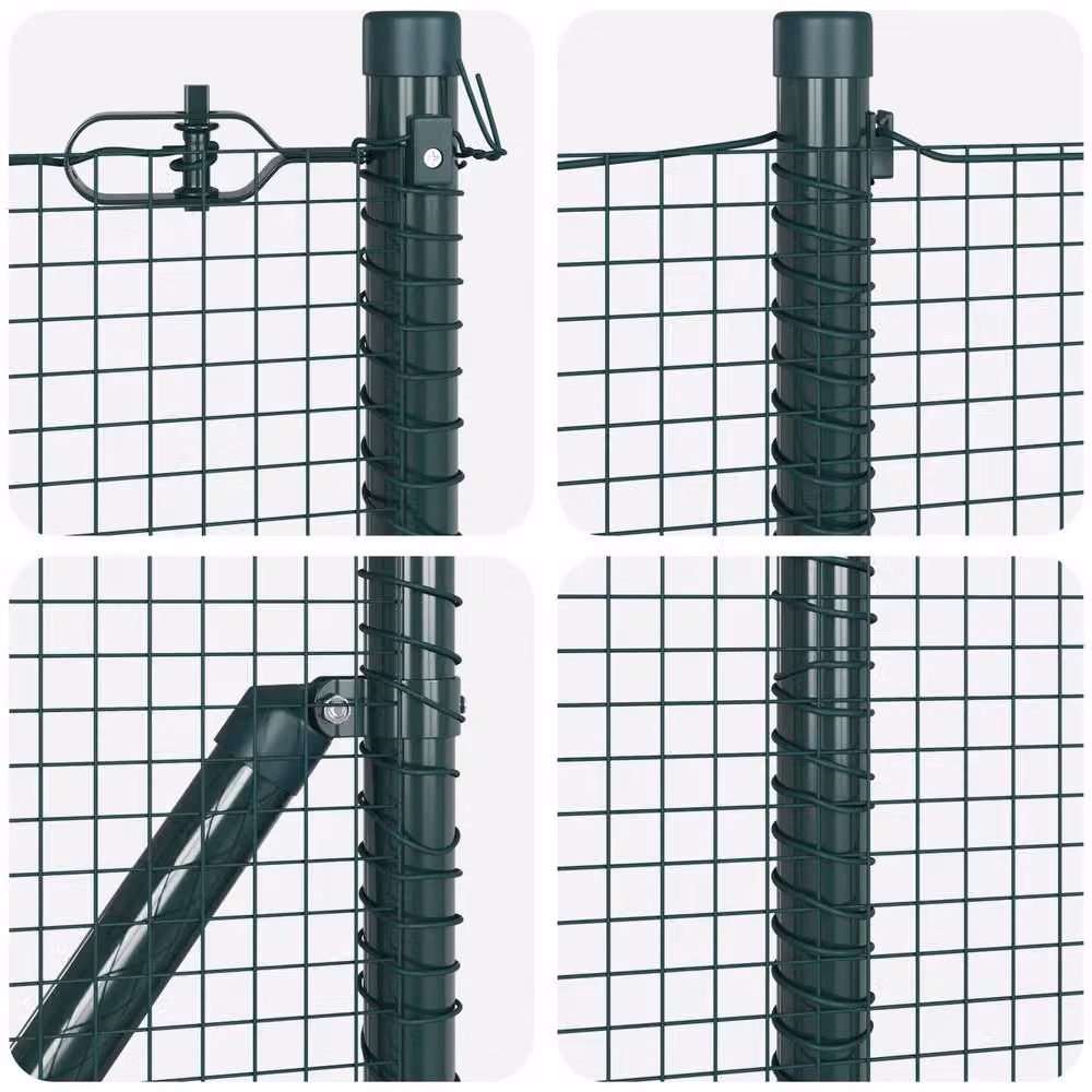 Berkfield Home Set of 2 Green Plastic Coated Steel Wire Fence Posts with Ground Sleeves – 4