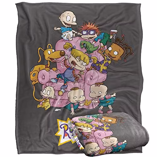 Rugrats Logovision Silky Touch Super Soft Fleece Throw Blanket in White, W/D: 152 x 127 cm – 1