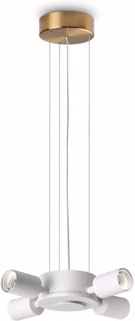 Netlighting Multi Arm Pendant Ceiling Light in Brass with 4x E27 Sockets