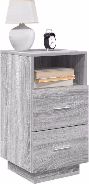 Berkfield Home Set of 2 Modern Grey Sonoma Bedside Cabinets with 2 Drawers, W/D/H: 36 x 36 x 68 cm – 1