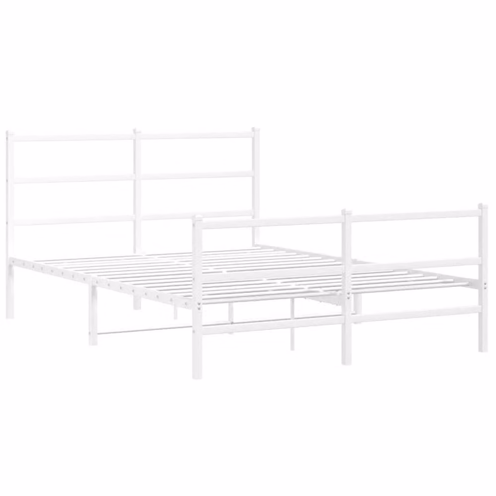 Berkfield Home Metal Bed Frame with Footboard in White, W/D/H: 140 x 190 cm – 3