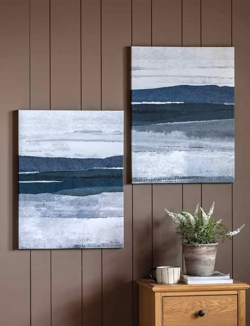 Gallery Direct Set of 2 Calm and Collected Abstract Blue and Grey Canvas Wall Art