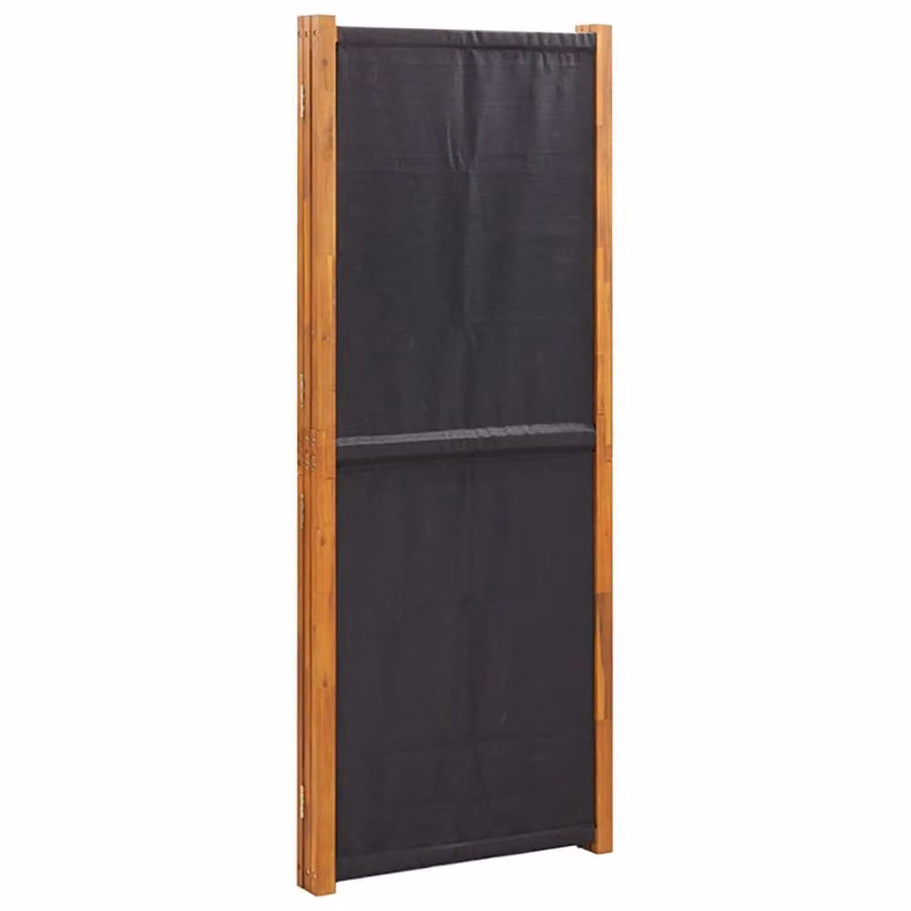 Berkfield Home 3-Panel Acacia Wood Room Divider, Black, H 210 cm x W 180 cm – 3