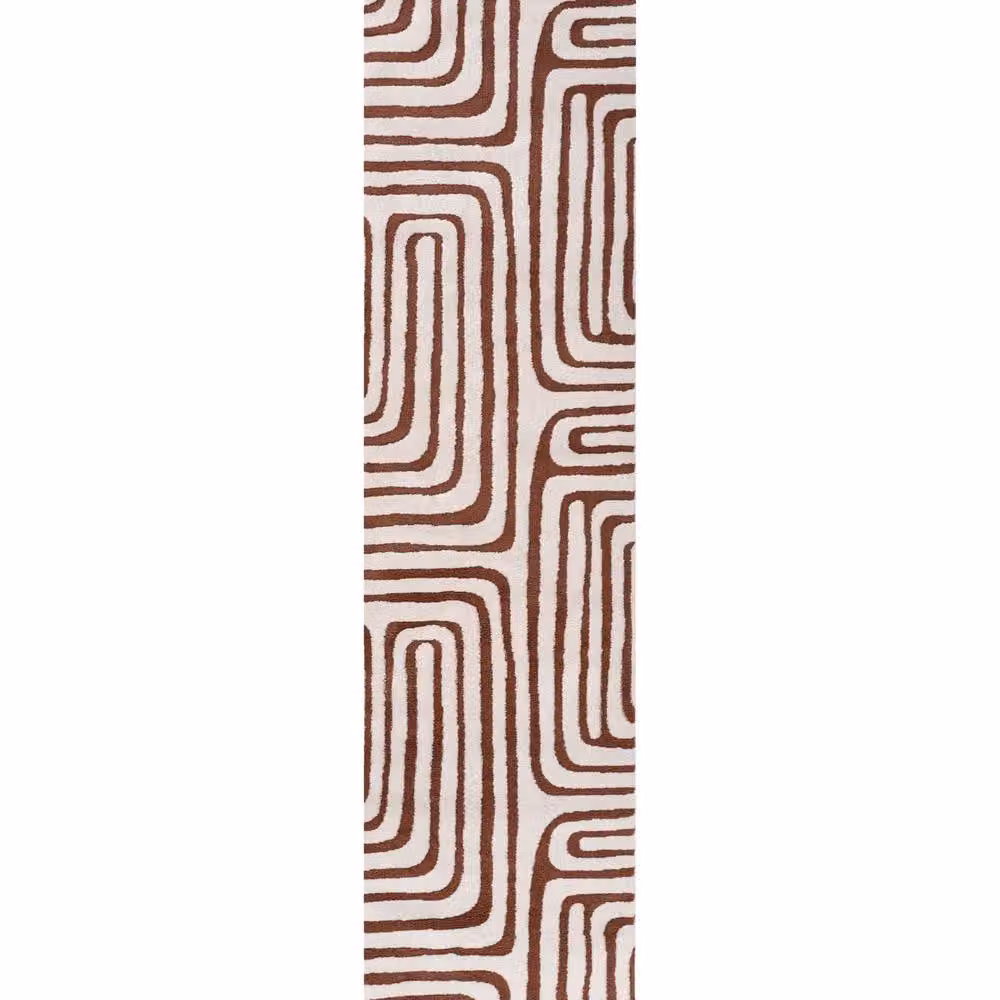 THE RUGS Loft Curved Line Soft Pile Area Rug in Terracotta, W: 80 cm, L: 150 cm – 7