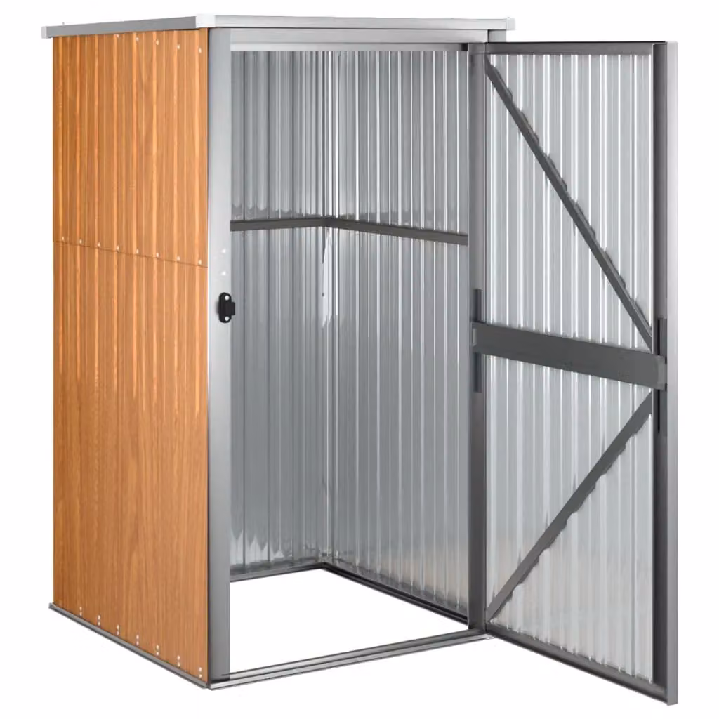 Berkfield Home Brown Galvanised Steel Garden Tool Shed Tall Cabinet W/D/H: 88 x 89 x 161 cm – 3