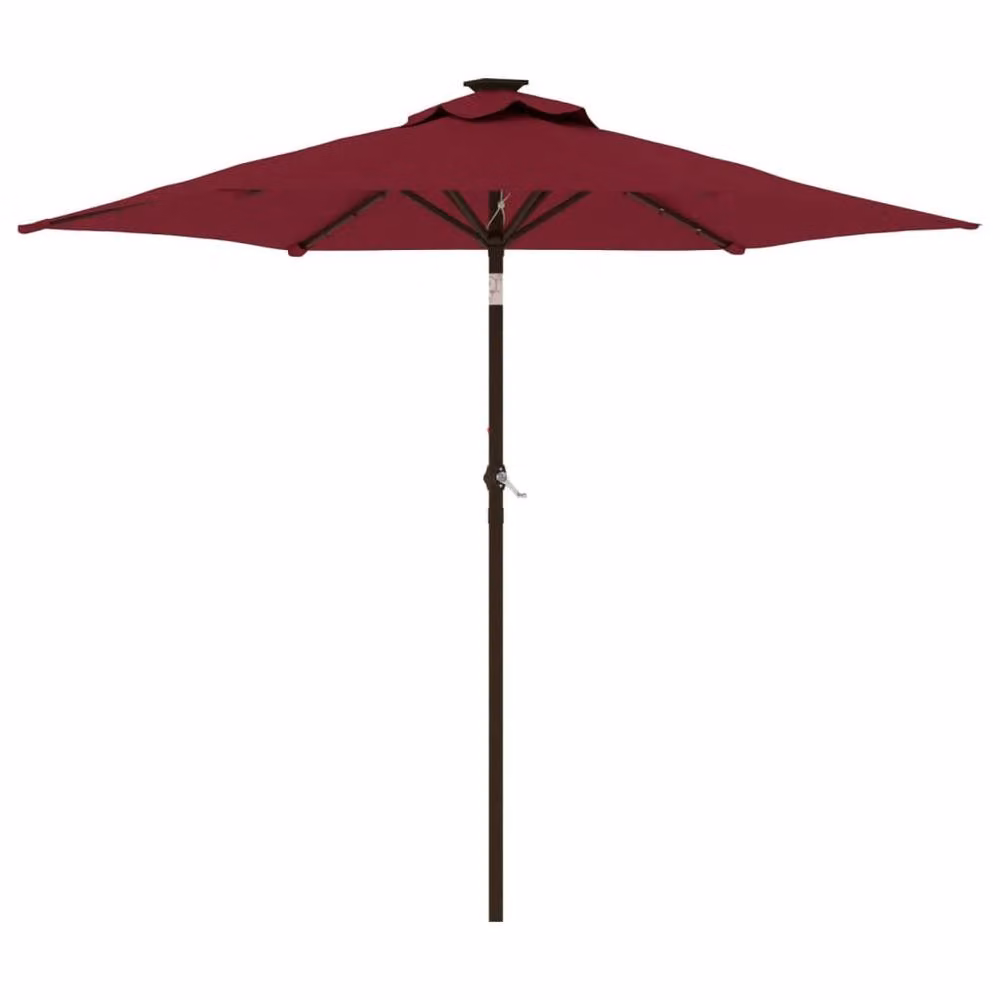 Berkfield Home Garden Parasol with LEDs and Steel Pole, Red, W/D/H: 225 x 225 x 212 cm – 3
