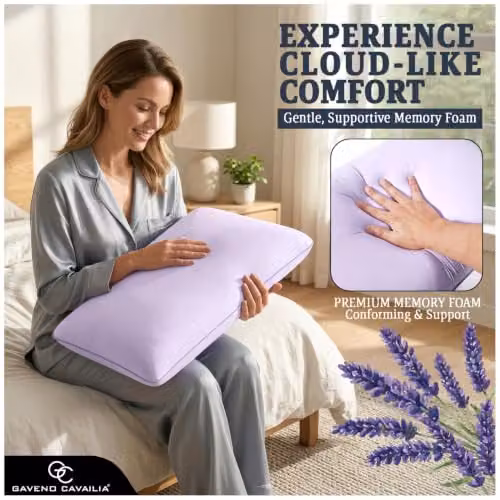 Gaveno Cavailia Lavender Scent Memory Foam Pillow with Removable Purple Cover, W/D/H: 60 x 40 cm – 3
