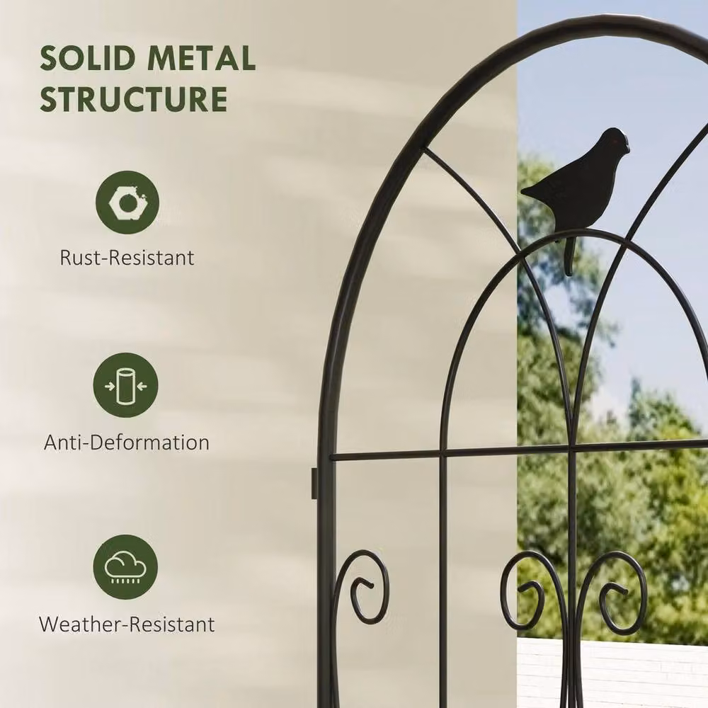FLAVORA Set of 2 Black Metal Garden Trellis Supports for Climbers, H 150 cm x W 50 cm – 2