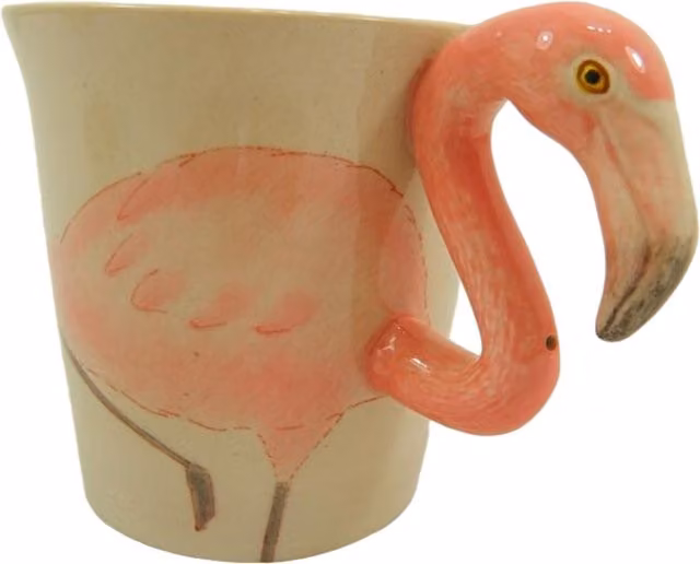 On Trade Winds Flamingo Ceramic Mug in White