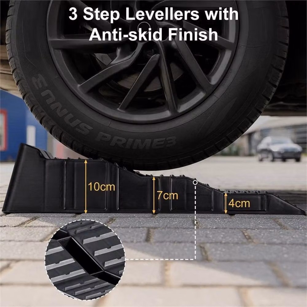 EONLION Black Plastic Kerb Ramp Caravan Levelling Ramp Set – 3