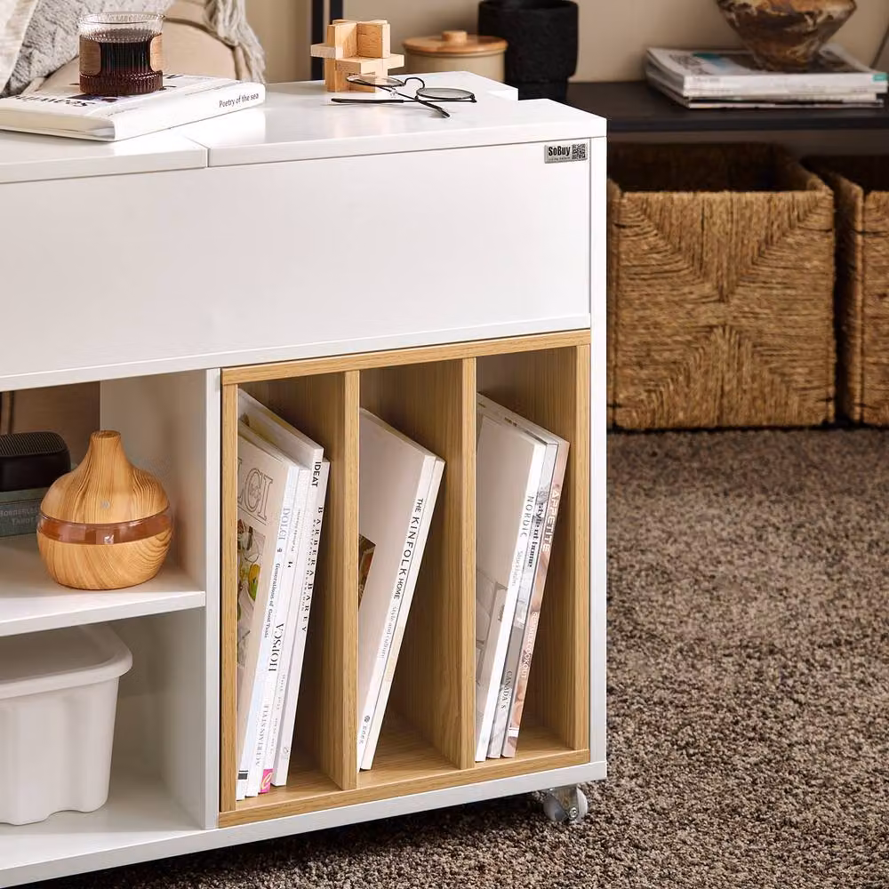 SoBuy Mobile Office Storage Cabinet with Castors and Lock, White, W: 38 cm, D: 38 cm, H: 61 cm – 6