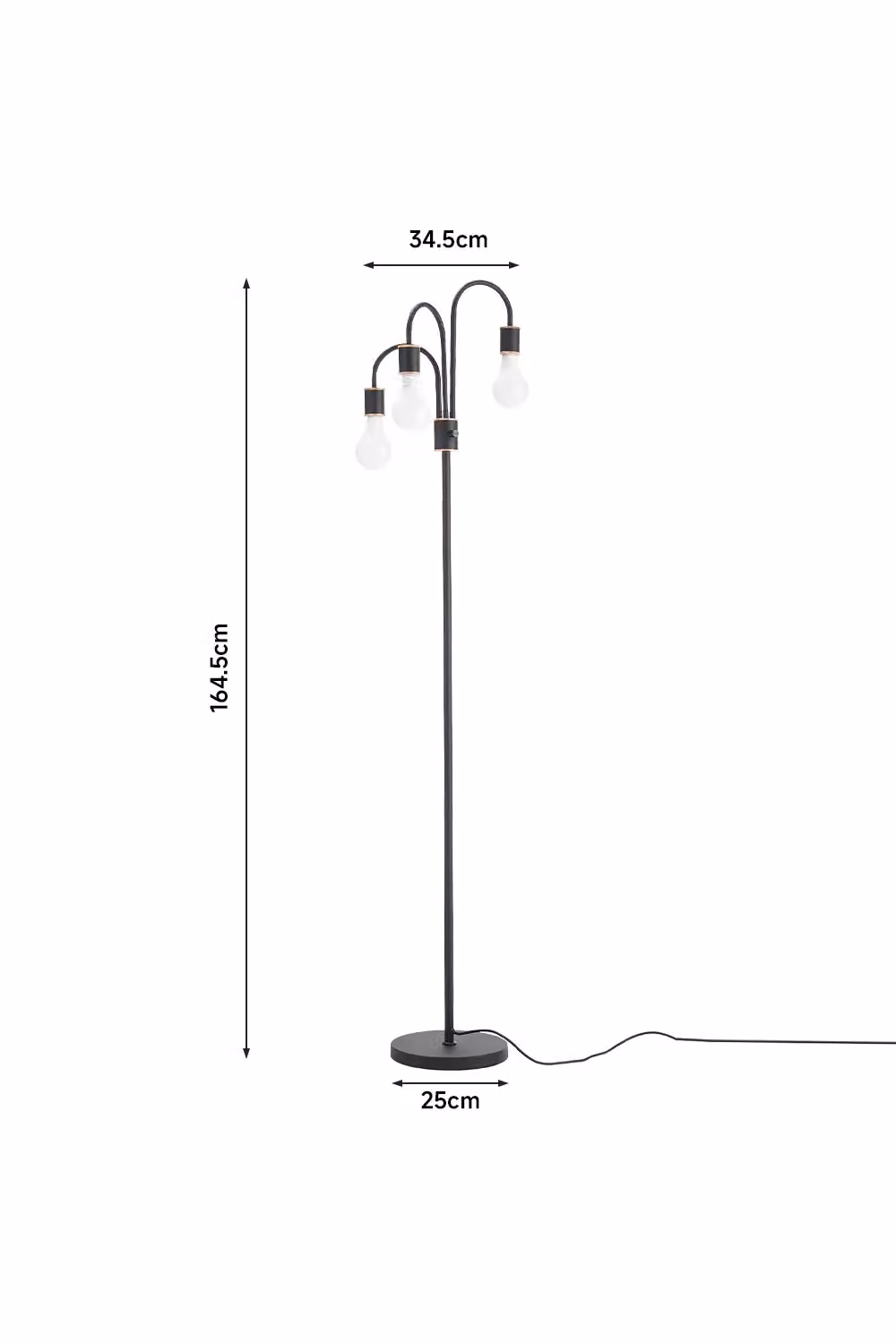 Living and Home Minimalist 3 Lights Arc Floor Lamp in Black – 2