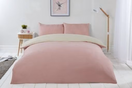 New Edge Blinds Reversible Microfibre Duvet Cover in Cream/Beige, W/H: 90 x 200 cm