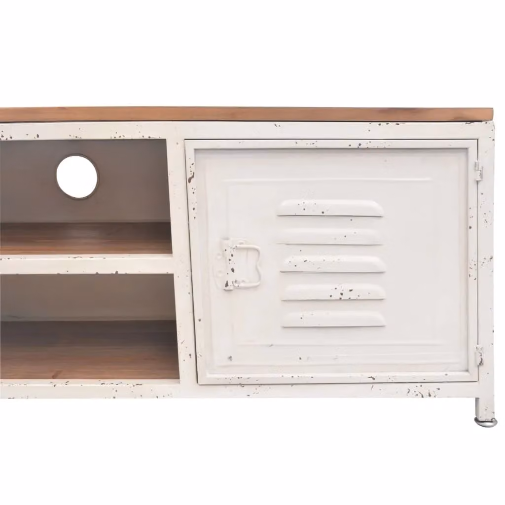 Berkfield Home Industrial TV Cabinet in White, W/D/H: 120 x 40 x 40 cm – 2