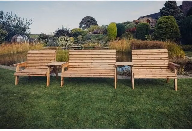 Churnet Valley Garden Furniture Ltd Valley 7 Seat Garden Furniture Set in Brown Treated Hardwood – 1