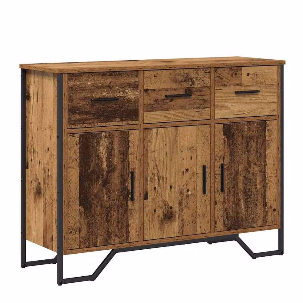 Berkfield Home Rustic Oak Sideboard in Brown, W/D/H: 97 x 32.5 x 74.5 cm – 3