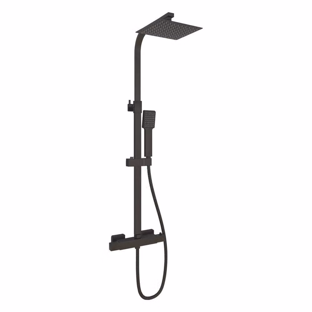 NESTLUNE S-08A Thermostatic Twin Head Bathroom Shower Mixer Set in Matt Black – 2
