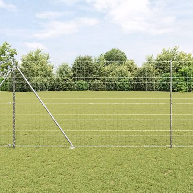 Berkfield Home Euro Fence with 7 Spike Posts, Galvanised Steel, Silver, W: 10 m, H: 1.5 m – 1