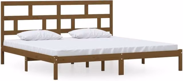 Berkfield Home Modern Solid Wood Pine Bed Frame in Honey Brown, 200 x 200 cm