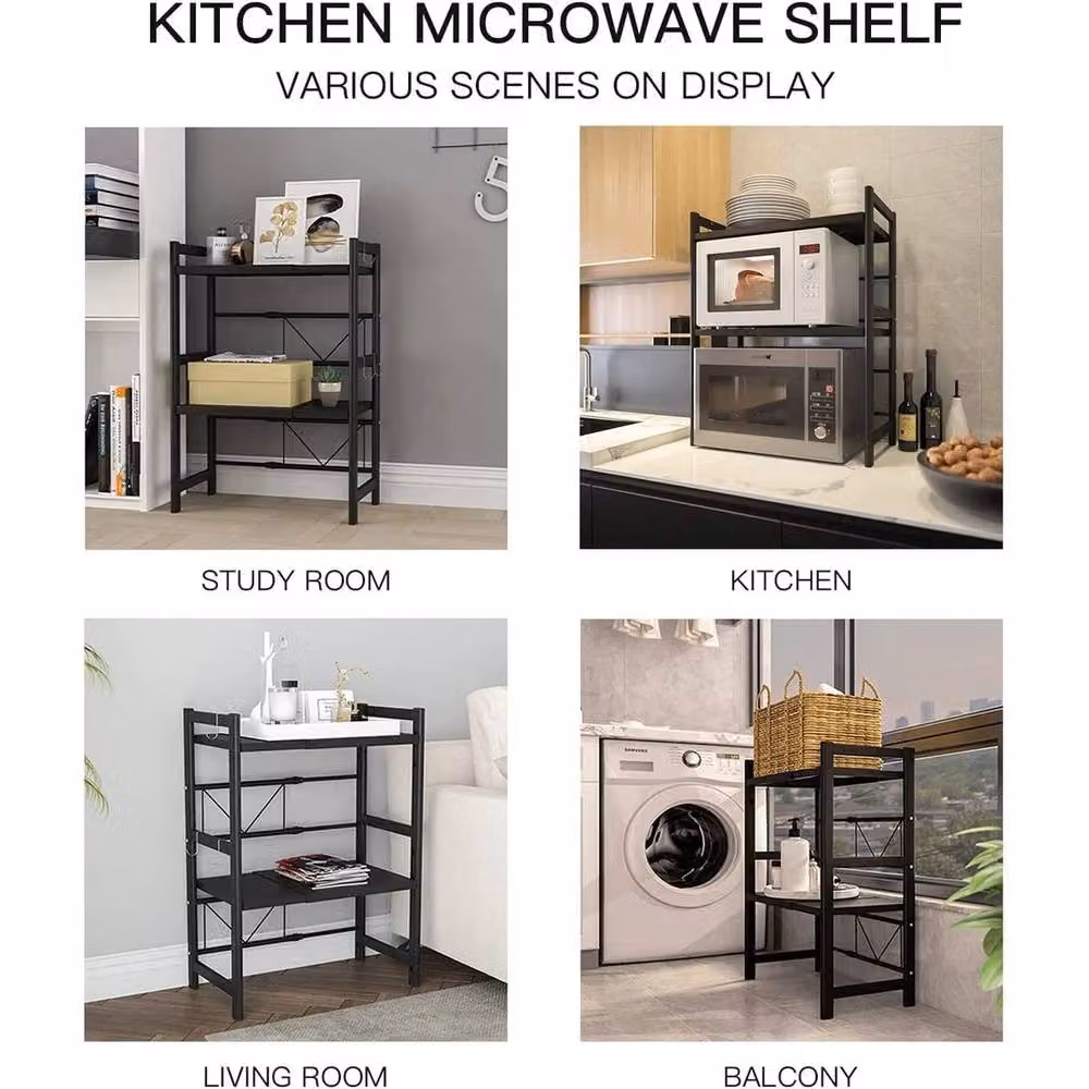 Kelvenix 2 Tier Adjustable Extendable Microwave Oven Stand in Black – 4