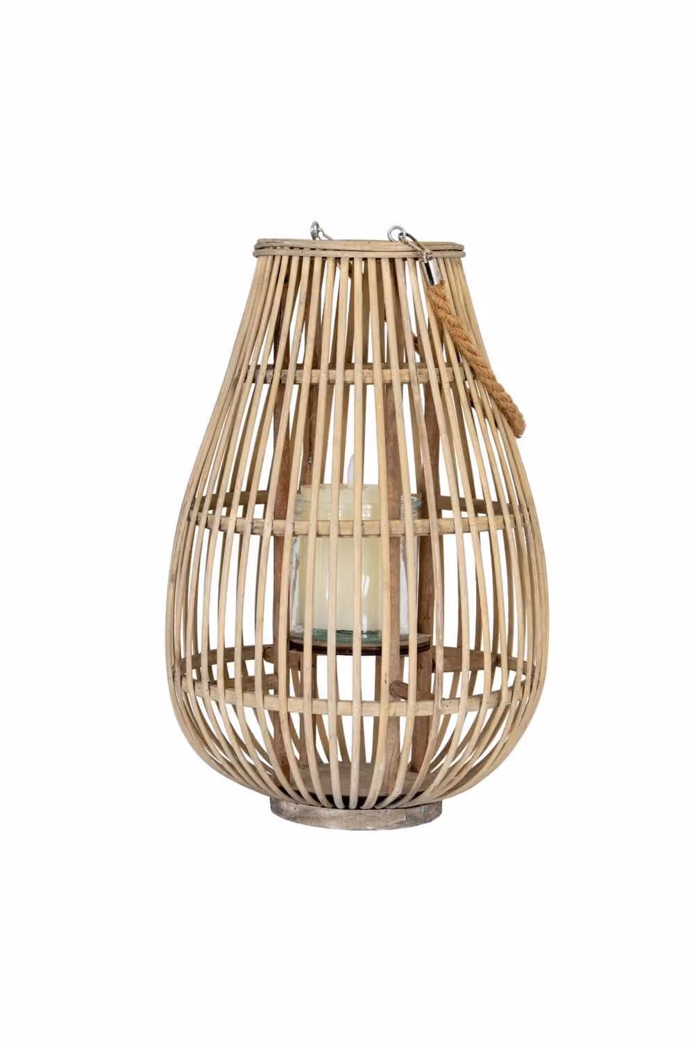 KDMD Large Oval Wicker Tabletop Lantern with Glass Holder in Brown – 2