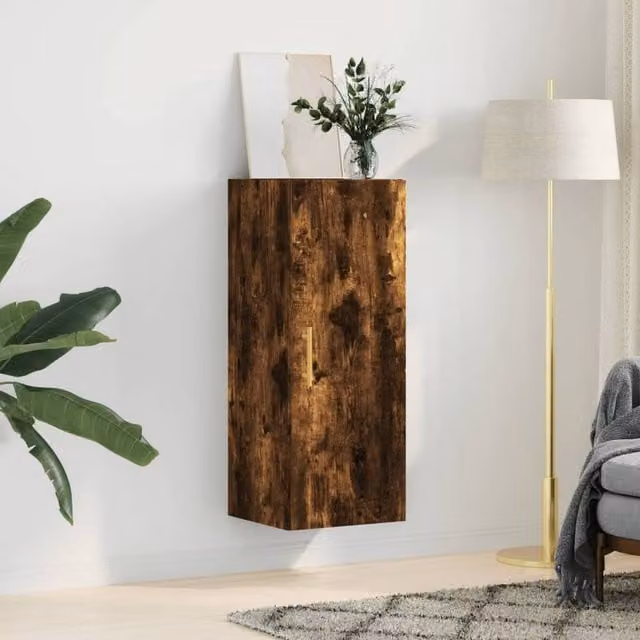 Berkfield Home Wall Mounted Smoked Oak Cabinet in Brown, W/D/H: 34.5 x 34 x 90 cm – 1