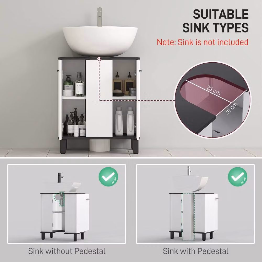 Wyld Haus Karesala High Gloss White Under Sink Bathroom Cabinet W/D/H: 60 x 34 x 70 cm – 3