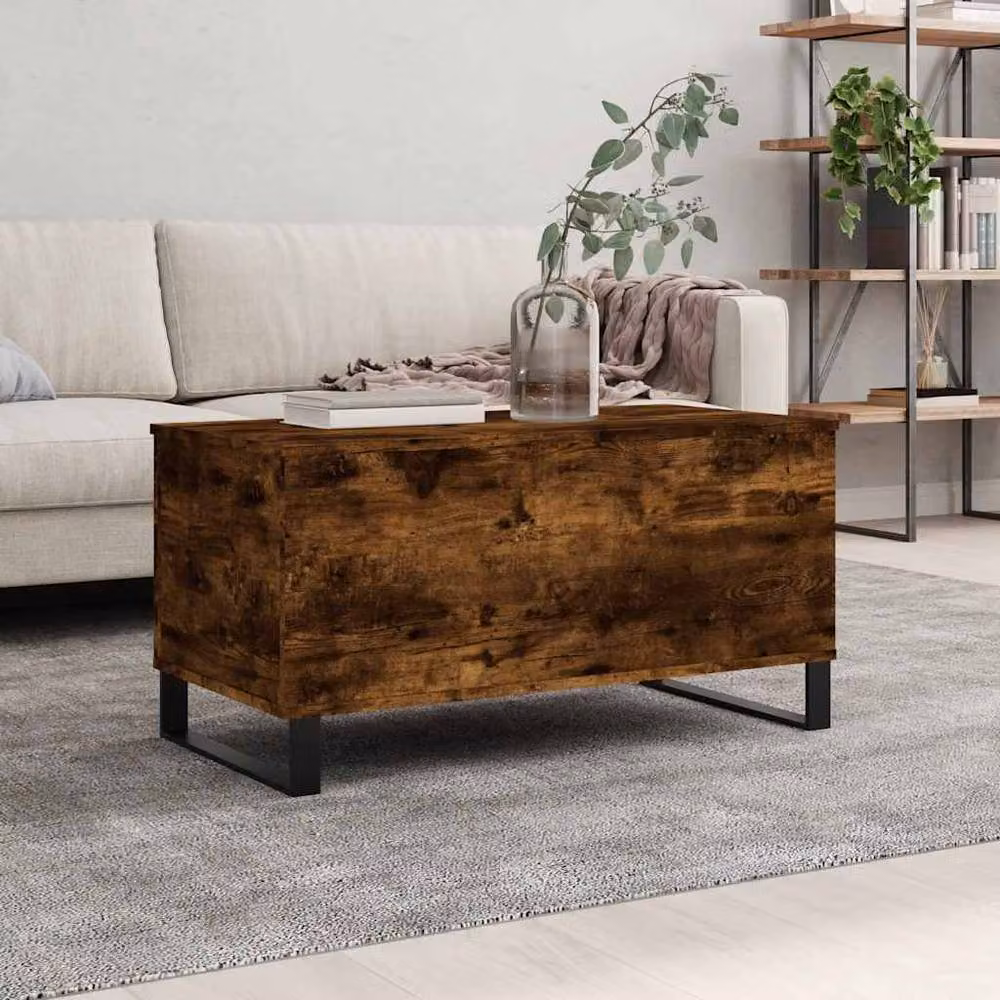Berkfield Home Modern Rectangular Coffee Table in Smoked Oak Brown with Lift Mechanism, W/D/H: 90 x 44.5 x 45 cm – 2