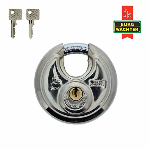 Burg-Wächter Stainless Steel Disc Padlock in Silver, 70mm – 2
