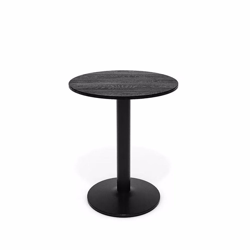 Living and Home Black Round Coffee Table with Metal Base, W/D/H: 74.0 x 59.0 x 40.0 cm – 4