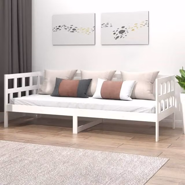 Berkfield Home Rustic White Solid Wood Pine Day Bed W/D/H: 200 x 80 x 0 cm – 1
