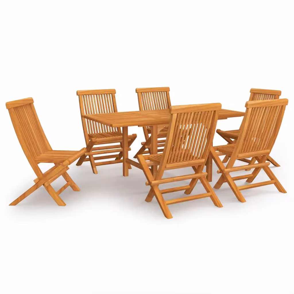 Berkfield Home 7 Piece Garden Dining Set in Brown Solid Teak Wood – 2