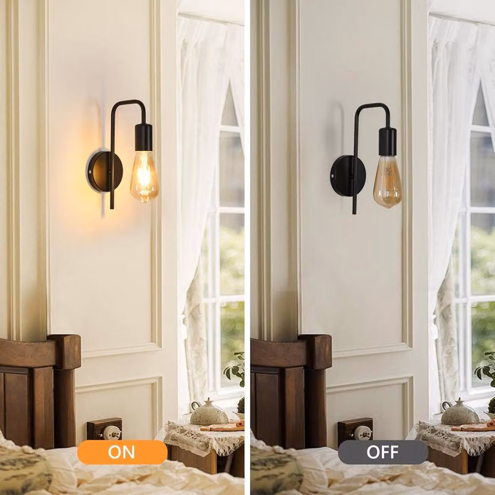 Goeco 2 Pack Industrial Vintage Wall Lights in Jet Black with E27 Retro Design – 2