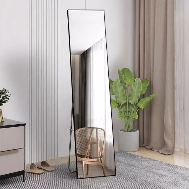 Livingandhome Dual-use Full Length Rectangular Mirror in Black