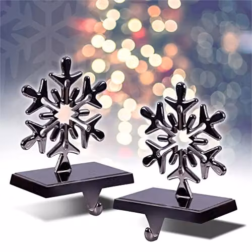 mysmartbuy Set of 2 Star Design Christmas Stocking Holders in Grey Metal – 4