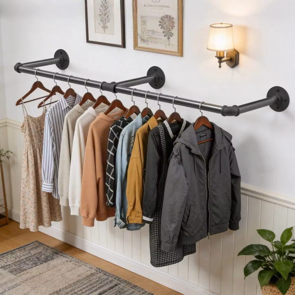 KORVIXA Industrial Metal Clothing Rack in Matt Black – 3