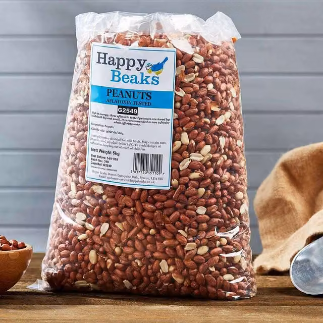 Happy Beaks Peanuts Aflatoxin Tested Wild Bird Feed, Brown, 25.5kg