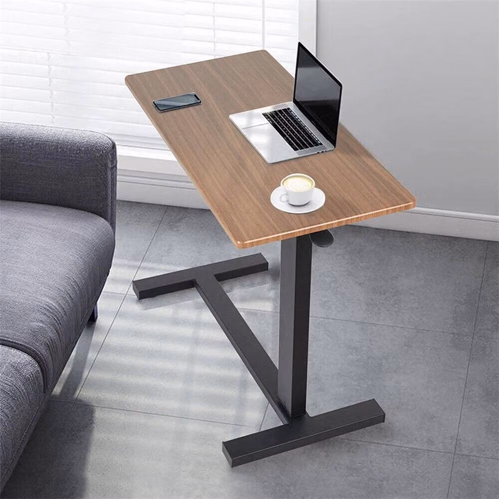VOGREX Gas-Lift Adjustable Overbed Table with Castors in Brown – 4