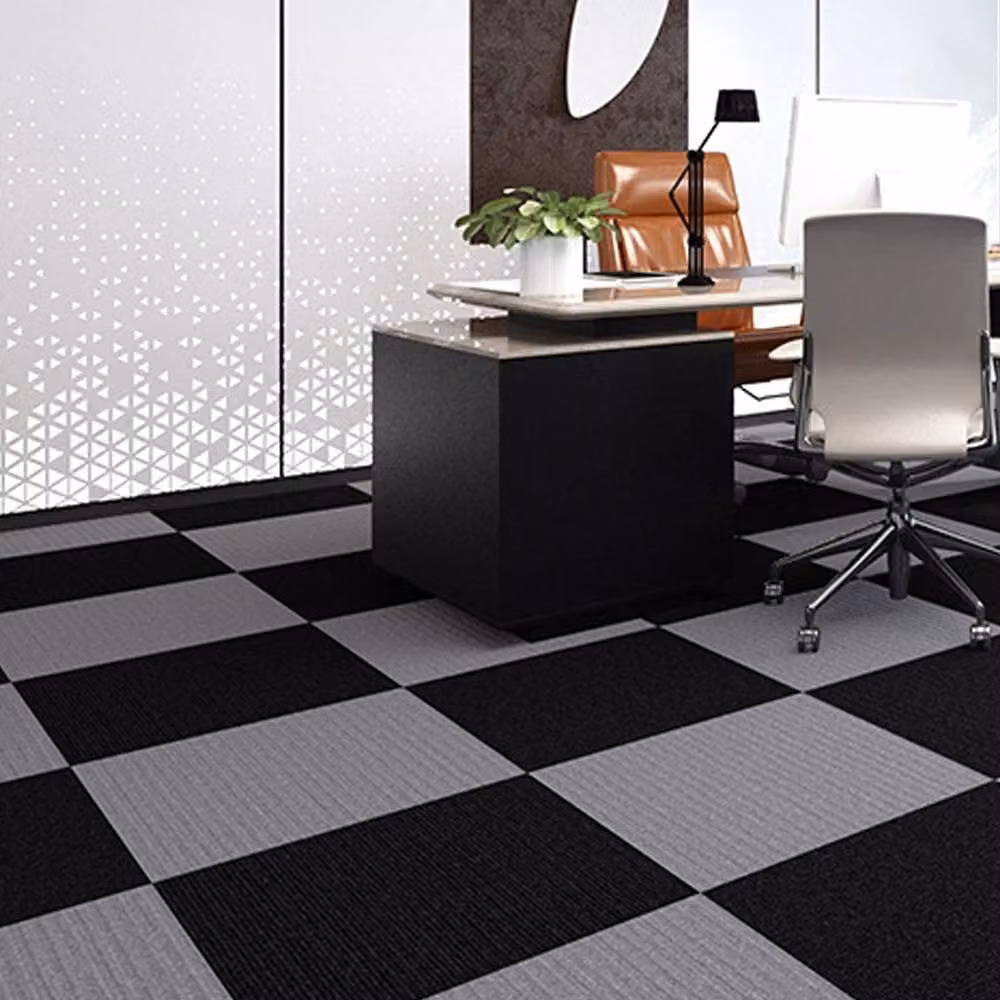 FLAVORA Non-Slip Carpet Floor Tiles, Grey, W/D/H: 50 x 50 x 1 cm – 4