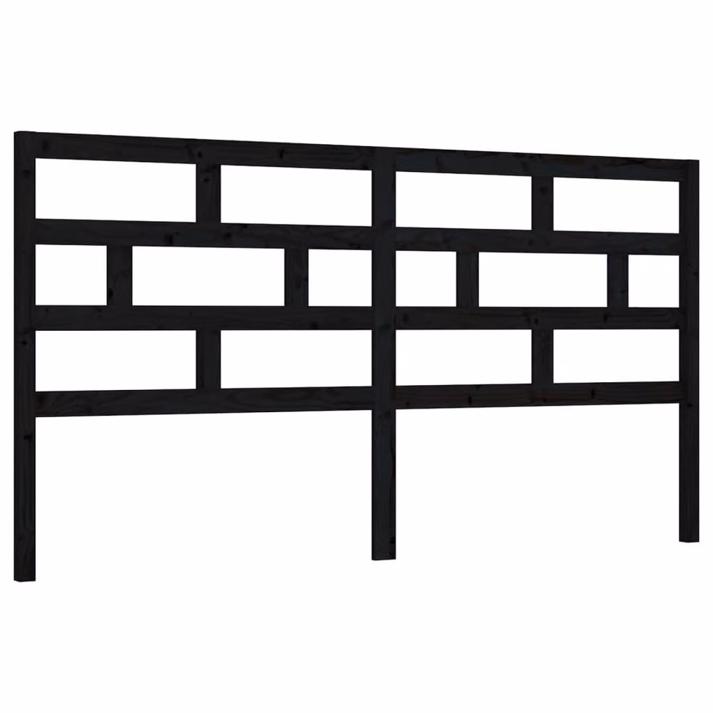Berkfield Home Beautiful Modern Black Solid Pine Wood Bed Headboard W/D/H: 206 x 4 x 100 cm – 2