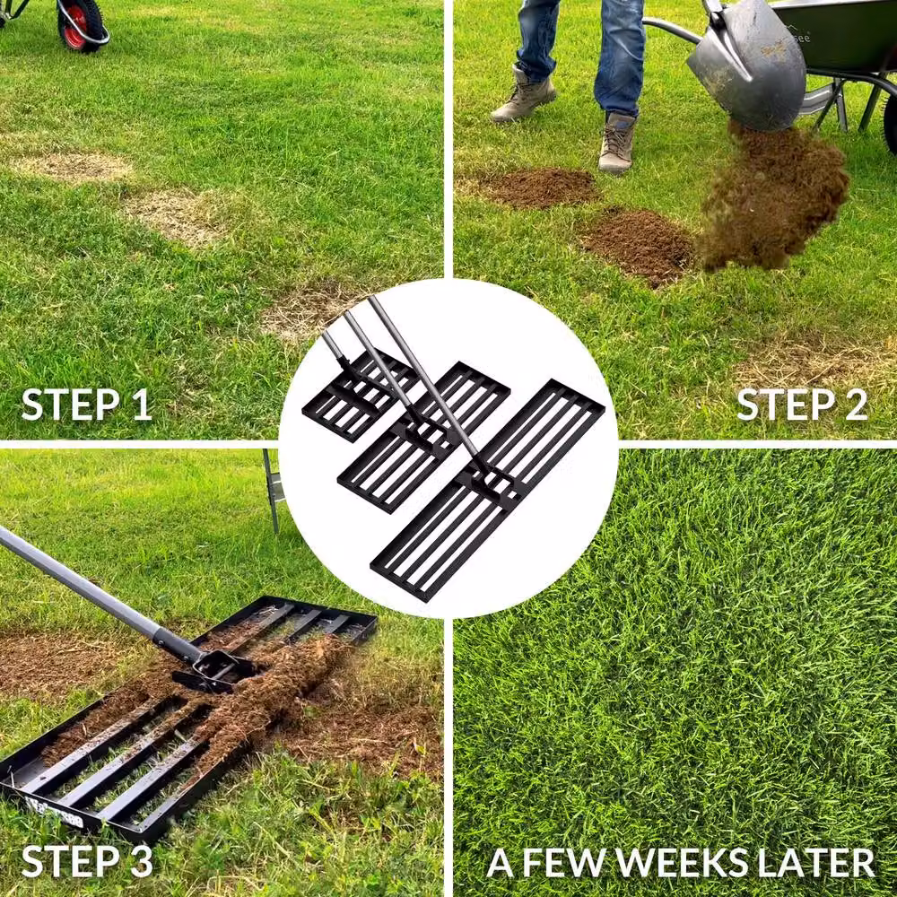 Walensee Lawn Leveling Rake Head with Stainless Steel Handle in Black, Small – 2