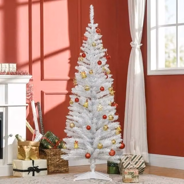 STILVORA Artificial White Christmas Tree with Plastic Stand