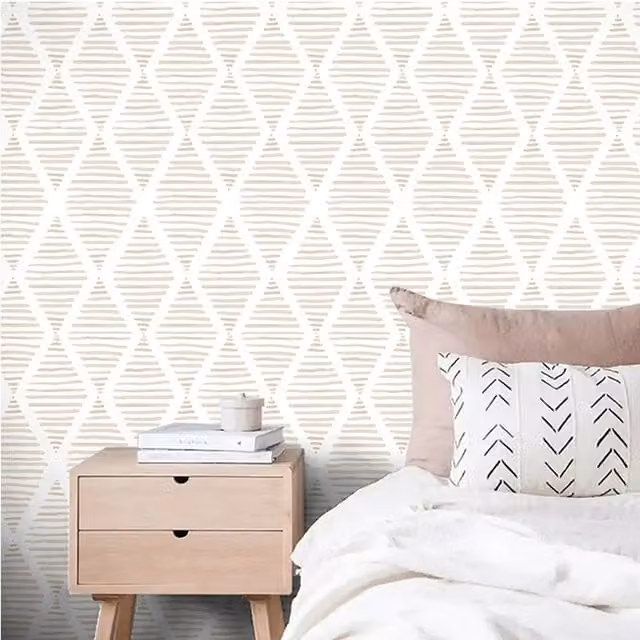 Livingandhome 3D Splicing Striped Self Adhesive PVC Wallpaper in Beige and Yellow