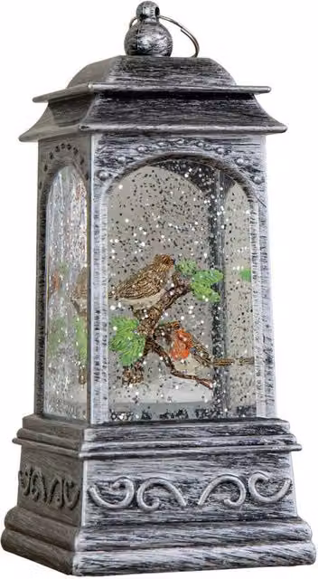 Samuel Alexander Grey Christmas Robin Water Spinner with White LEDs, 20cm – 4