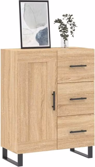 Berkfield Home Sonoma Oak Sideboard in Brown, W/D/H: 69.5 x 34 x 90 cm