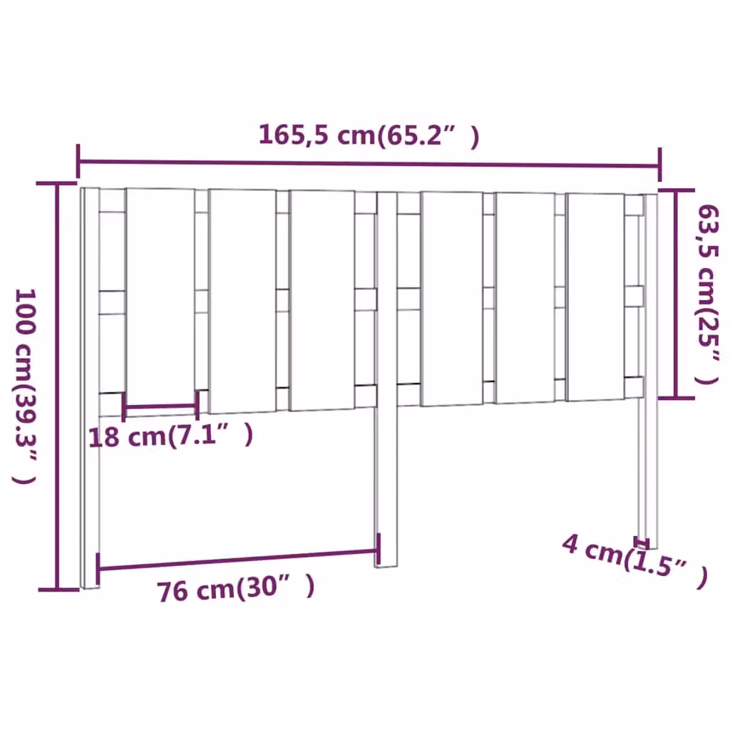 Berkfield Home Grey Rustic Solid Pine Wood Bed Headboard W: 165.5 cm, D: 4 cm, H: 100 cm – 4
