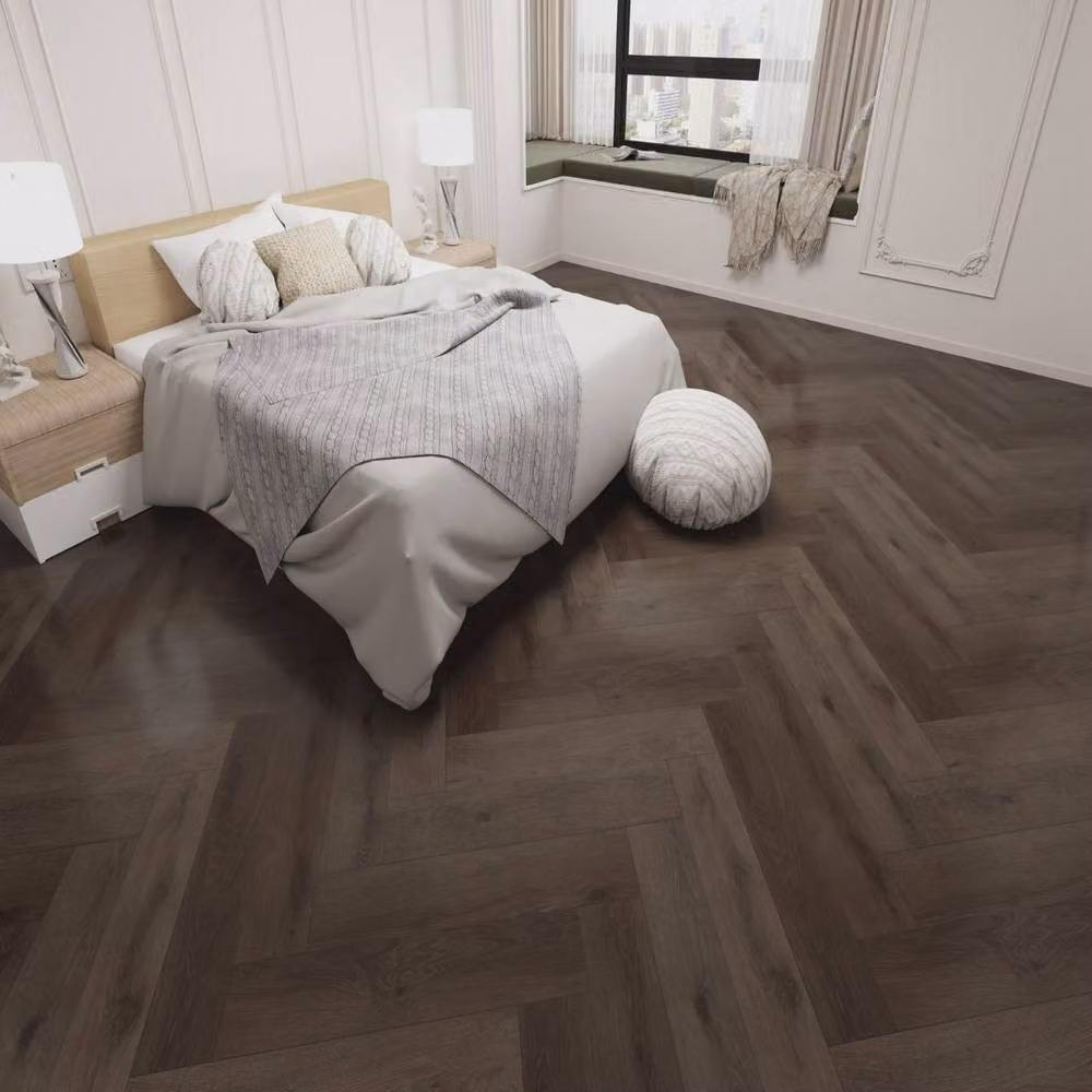 Vinyl Flooring UK Allora LH Dark Brown Wood Effect SPC Click Luxury Vinyl Tile Herringbone 8mm – 2