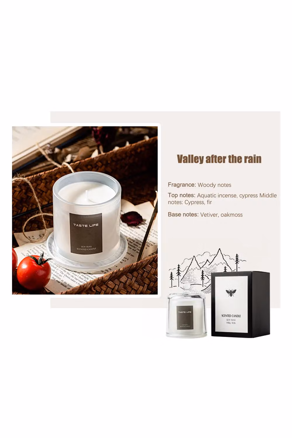 SHEONLY Valley After the Rain Soy Wax Scented Candle in a White Bell Shaped Glass Cup – 2